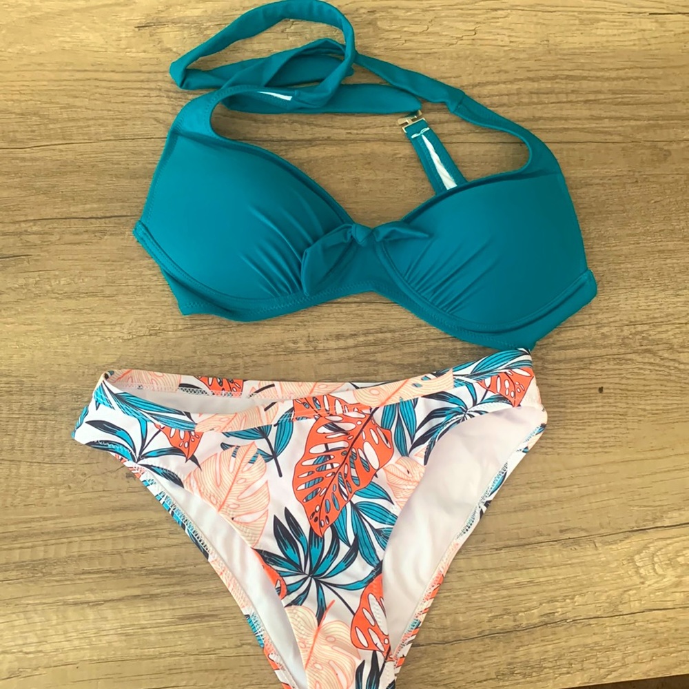 Teal floral bikini